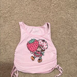 Pink Strawberry Graphic Crop Top